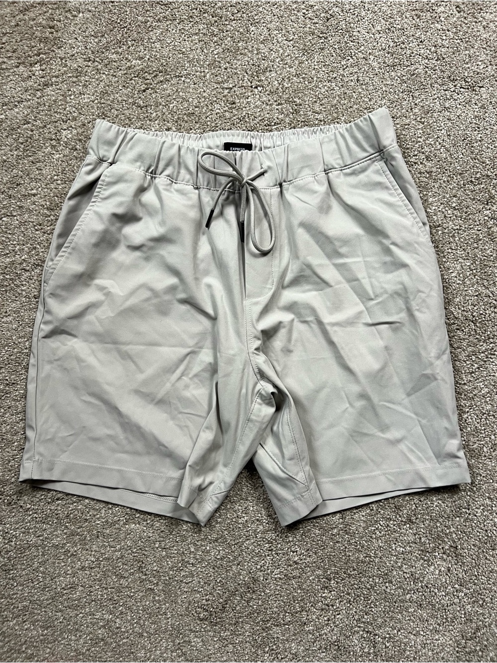 Express Men's Athletic Drawstring Shorts in Light Gray